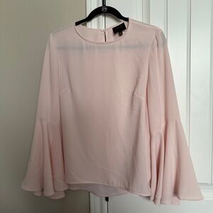 Alex Marie Light Pink Flared Sleeve Blouse Size M
